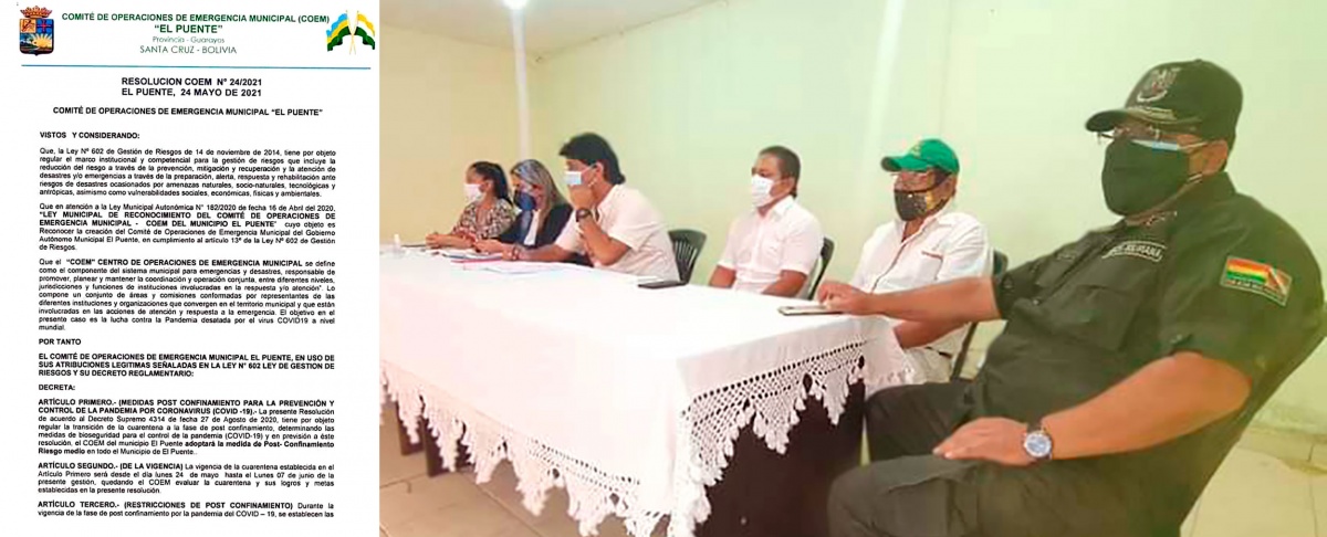 Ante tercera ola de COVID-19, municipios cruceños refuerzan medidas sanitarias y establecen consensos y acuerdos