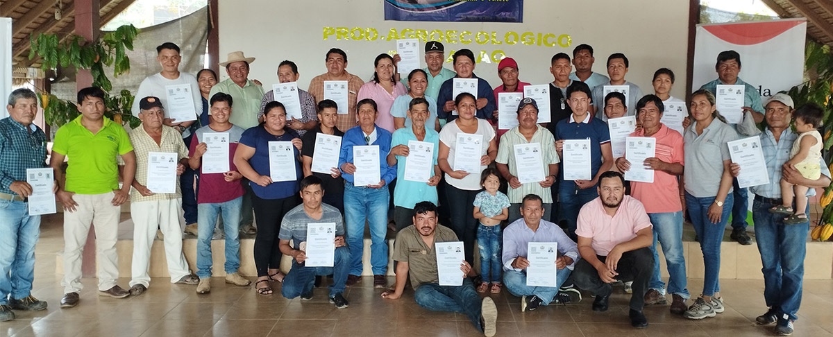 Productores de cacao nativo amazónico de la Amazonía sur se certifican como promotores agroecológicos nivel Técnico Básico e inician el ciclo de formación como Técnico Auxiliar