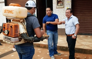 CIPCA Norte Amazónico apoya con moto fumigadoras para la desinfección en el municipio de Puerto Rico