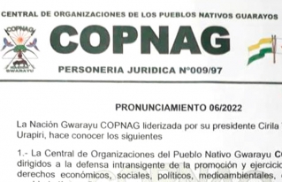 La COPNAG ante el paro cívico departamental de Santa Cruz.