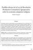 Posibles efectos de la Ley de Revolución Productiva Comunitaria Agropecuaria sobre la economía campesino indígena